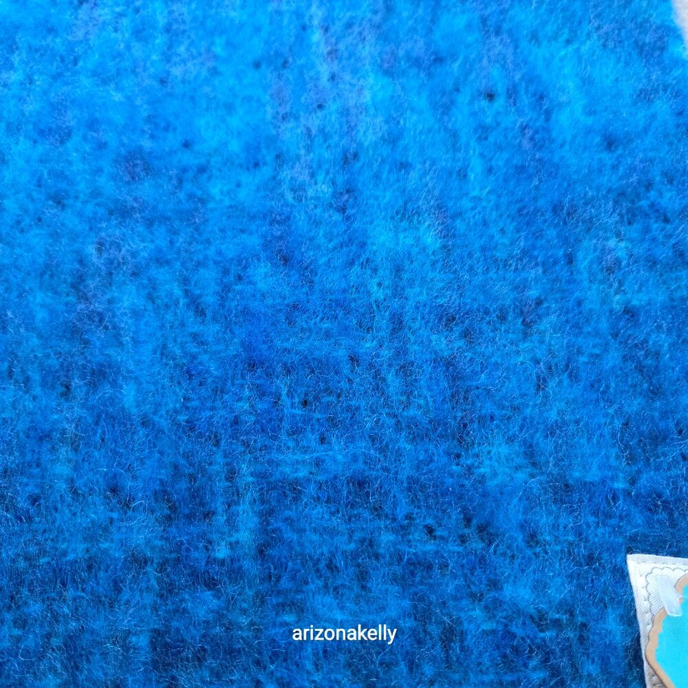 NWT Kid Mohair Scarf Blue Avoca Tweed - Picture 9 of 16